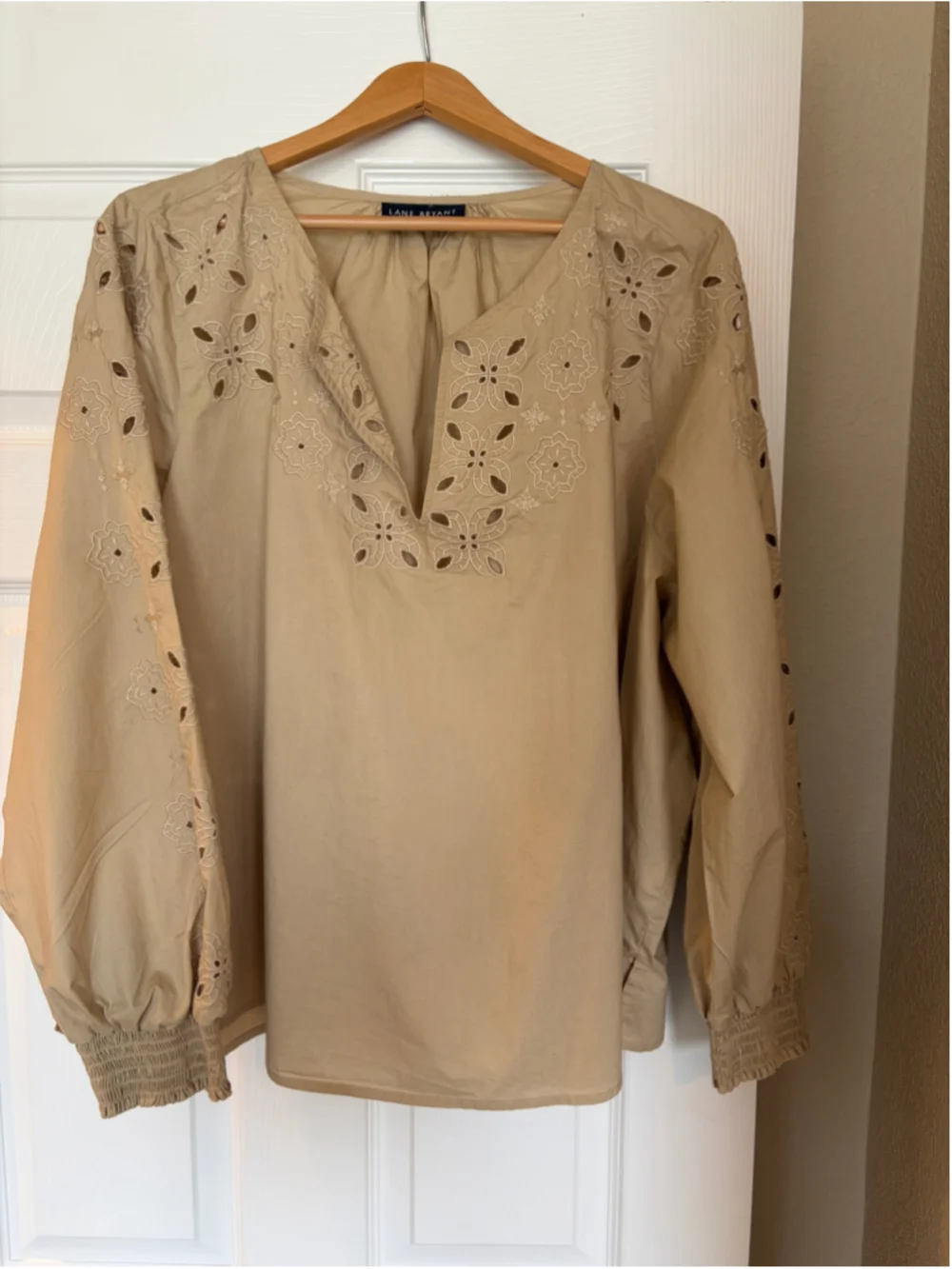 Lane Bryant Eyelet Peasant Blouse Size 22 Prairie Chic Romantic Countryside G13